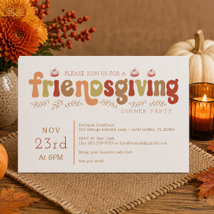 Retro Friendsgiving Dinner Party Invitation