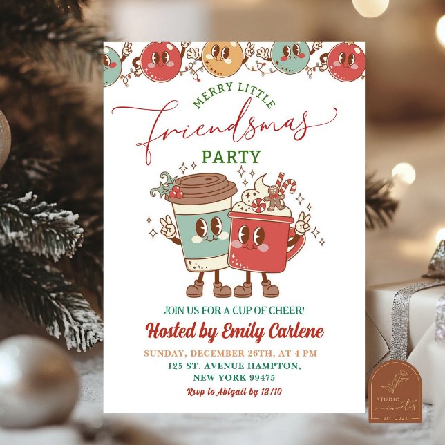 Retro Friendsmas Cheer Holiday Party Invitation (Creator Uploaded)