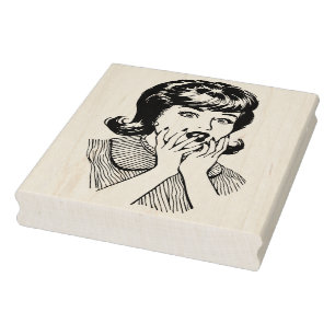 Retro Fright Lady Rubber Art Stamp