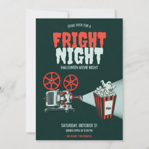 Retro Fright Night Halloween Movie Night Invitation