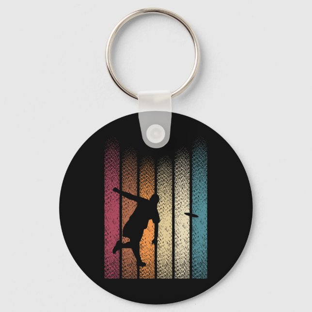 Retro Frisbee Disc Golf _3  Key Ring (Front)