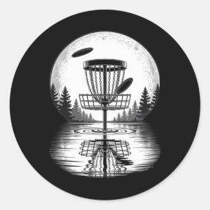 Retro Frisbee Golf Sket Silhouette Disc Golf Classic Round Sticker