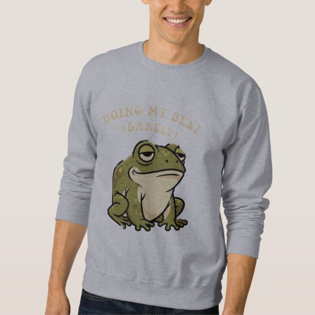 Retro Frog Barely Trying Men’s Sweatshirt (Front)