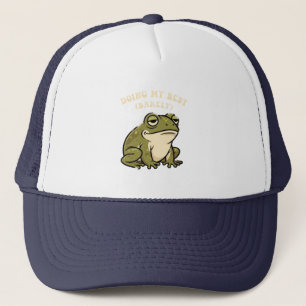 Retro Frog Barely Trying Trucker Hat