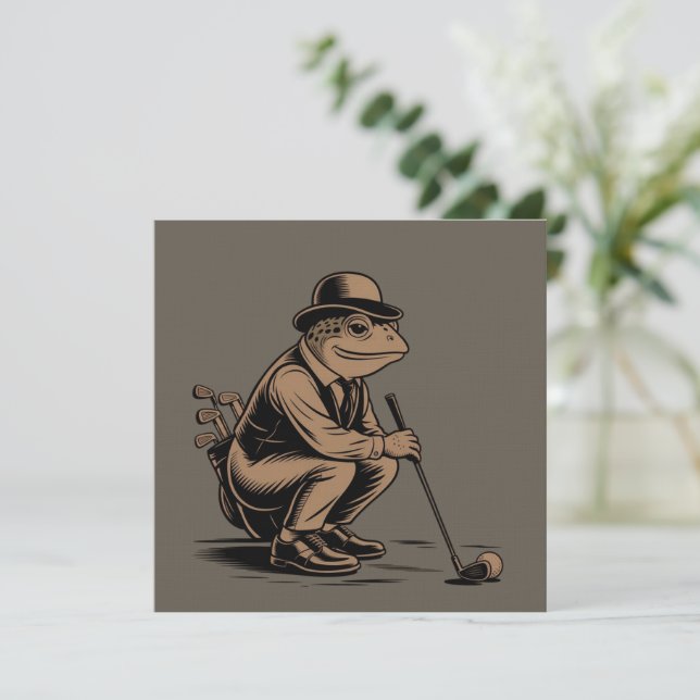 Retro Frog Funny Retro Frog Golf Lover Invitation (Standing Front)