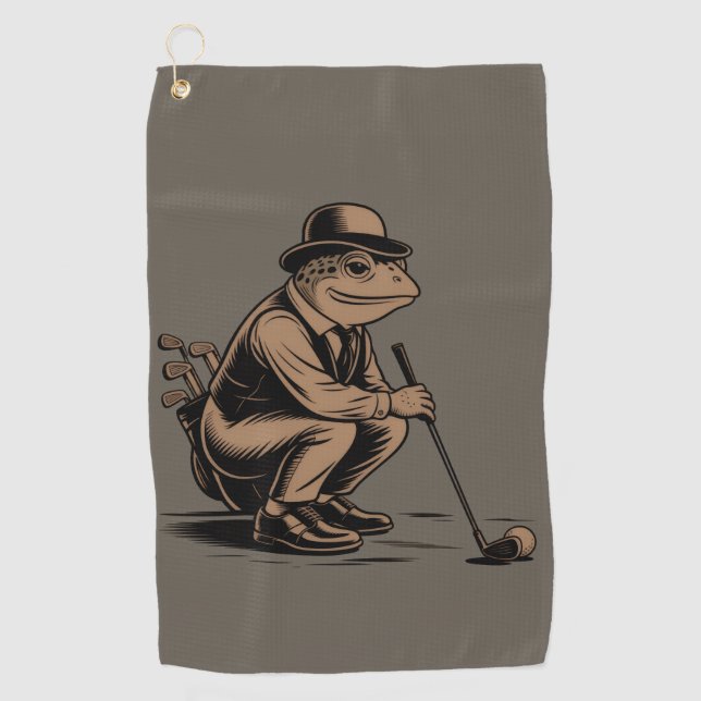Retro Frog Funny Retro Frog Golf Lover Towel (Front)