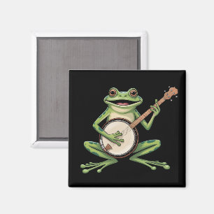 Retro Frog Playing Banjo 90s Music Lovers Vintage Magnet