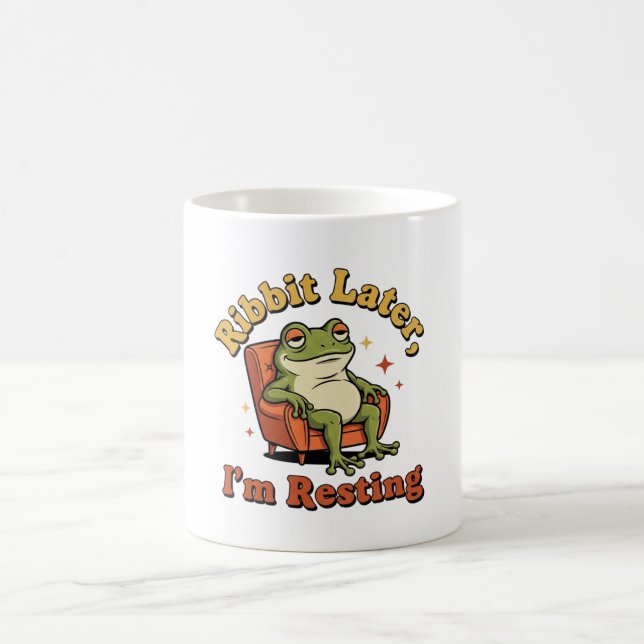 Retro Frog Relax Humor White Coffee Mug (Center)