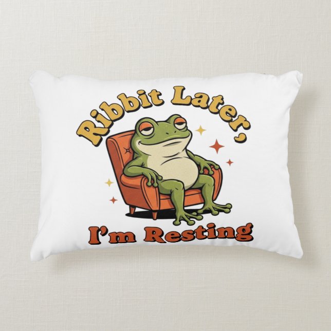 Retro Frog Relax Quote Rectangular Pillow (Front)