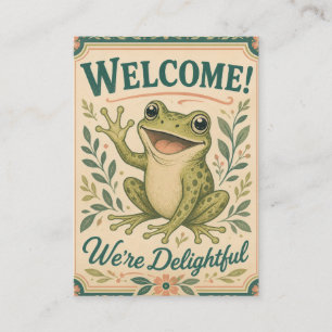 Retro Frog Welcome We're Delightful Art Vintage Business Card