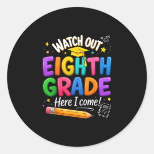 Retro front office squad happy first day of school classic round sticker