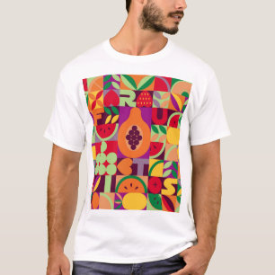 Retro Fruit Geometric: Vintage Seamless T-Shirt