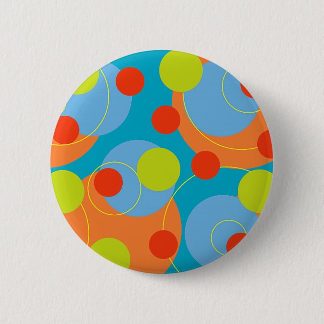 Retro Fruity Fun Bubbly Dots Cute Colourful Button (Front)