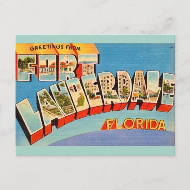 Retro Ft Lauderdale Florida Postcard (Front)