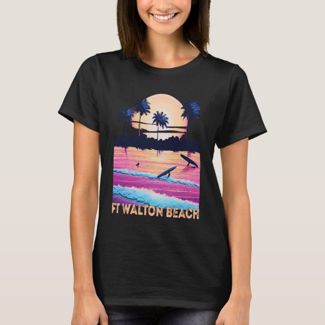 Retro Ft Walton Beach Florida Souvenir Surf T-Shirt (Front)