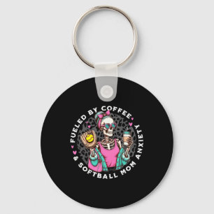 Retro Fueled By Coffee Softll Mama Anxiety Skeleto Key Ring