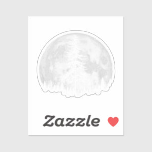 Retro Full Moon & Minimalist Pine Tree Vintage Gra