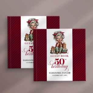 Retro fun 50th woman guest book quirky design