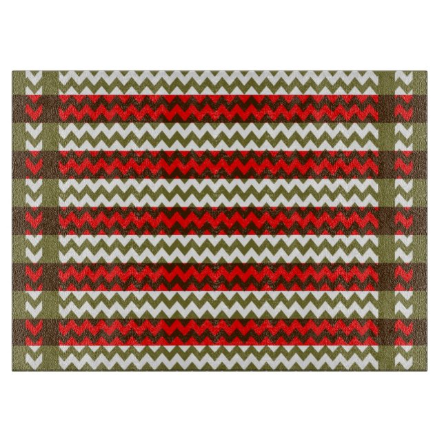 Retro Fun Colourful Chevron Pattern 4 Cutting Board (Front)