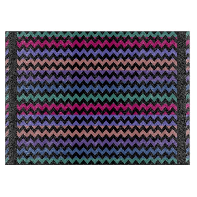 Retro Fun Colourful Chevron Pattern 7 Cutting Board (Front)