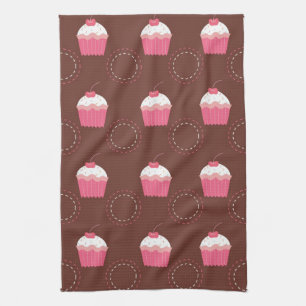 Retro Fun Cupcake Pattern Tea Towel