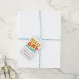 Retro Fun Cute Merry and Bright Christmas Holiday Gift Tags