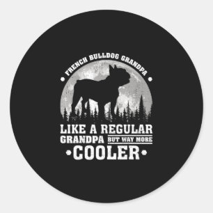 Retro Fun French Bulldog Grandpa Father's Day Classic Round Sticker