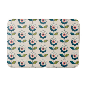 Retro Fun Garden Flower Pattern Bath Mat