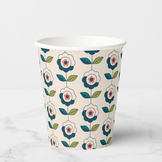 Retro Fun Garden Flower Pattern Paper Cups (Front)