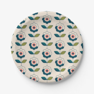 Retro Fun Garden Flower Pattern Paper Plate