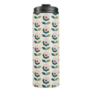 Retro Fun Garden Flower Pattern Thermal Tumbler
