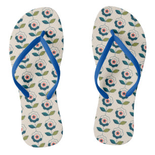 Retro Fun Garden Flower Pattern Thongs