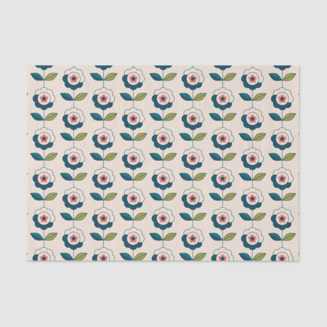 Retro Fun Garden Flower Pattern Tissue Paper (Front)