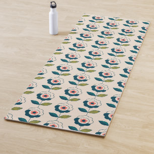 Retro Fun Garden Flower Pattern Yoga Mat