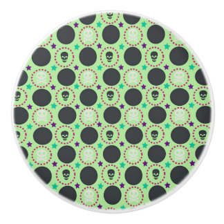Retro Fun Green Skull Pattern Ceramic Knob