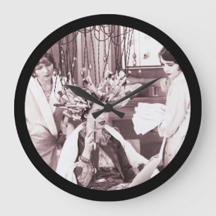 Retro Fun Hair Salon Large Clock
