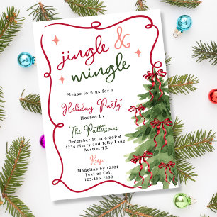 Retro Fun Jingle & Mingle Christmas Holiday Party Invitation