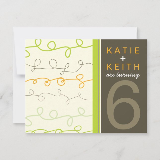 Retro Fun Scribbles Twins Kids Birthday Invitation (Front)