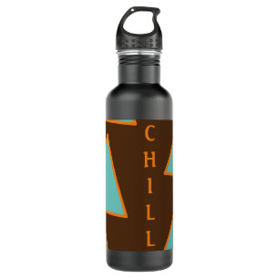 Retro Fun Triangles Light Teal and Salmon on Brown 710 Ml Water Bottle