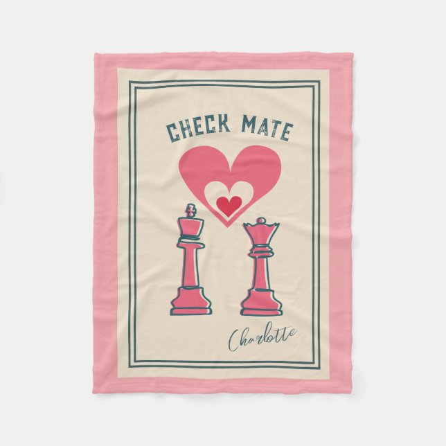 Retro Fun Valentine's Day gifts Checkmate Chess  Fleece Blanket (Front)