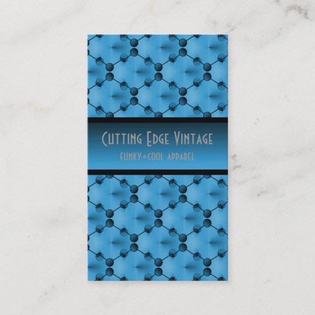 Retro Funk Circles Business Card, Light Blue Card (Front)
