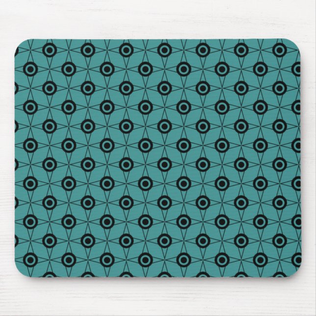 Retro Funk Geometric Mousepad, Teal Mouse Pad (Front)
