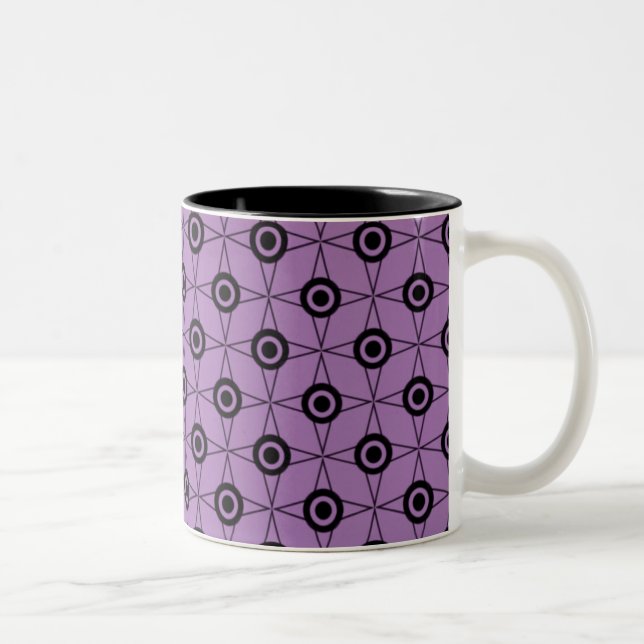 Retro Funk Geometric Mug, Lavender Two-Tone Coffee Mug (Right)