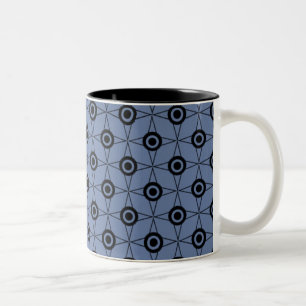 Retro Funk Geometric Mug, Soft Blue Two-Tone Coffee Mug