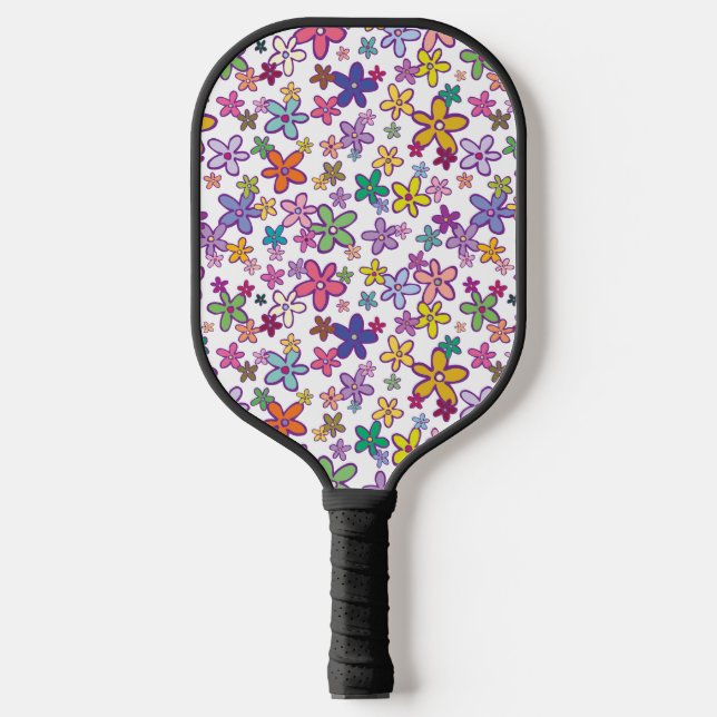 Retro Funky 70's Flower Power Hippie Pickleball Paddle (Front)