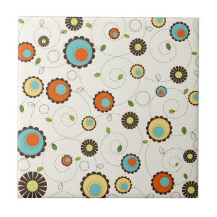 Retro Funky 70s Pattern Ceramic Tile