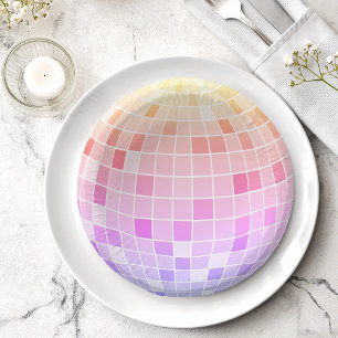 Retro Funky 90s Pink Disco Ball Birthday Party Paper Plate