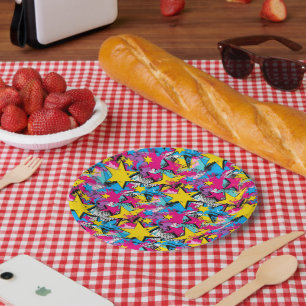 Retro Funky Abstract Comic Pop Pattern Paper Plate