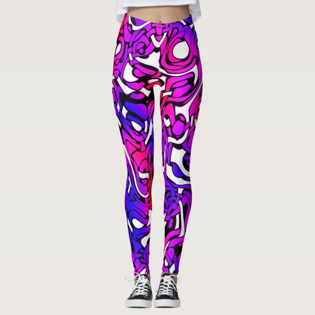Retro Funky Bright Colours Pop Art Leggings (Front)
