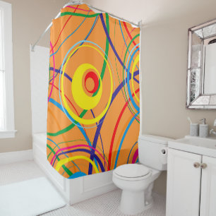 Retro Funky Circle Design Shower Curtain